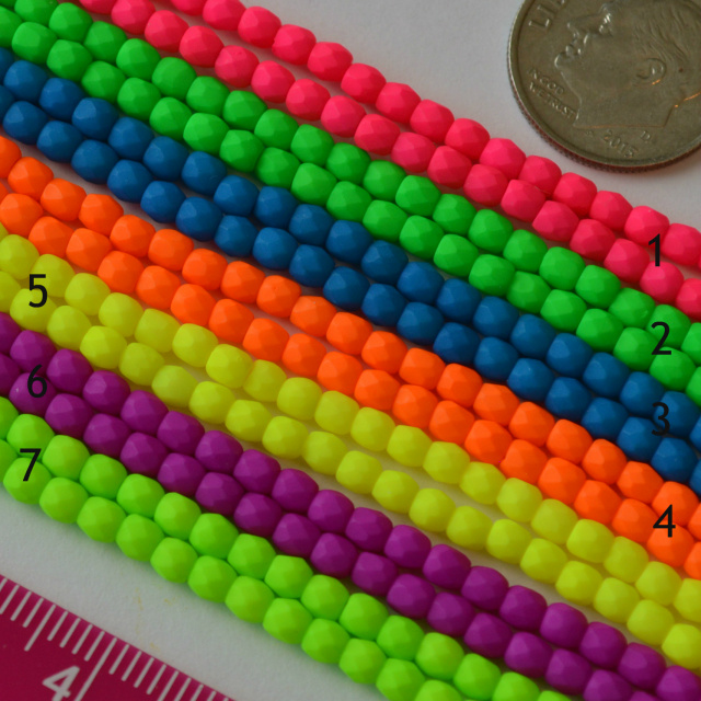 3mm NEON Fire Polished CZECH Beads -  50 - choice of color