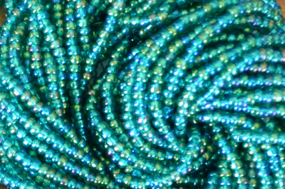 Transparent RB - Blue Zircon (Teal) Rainbow, Czech 11/0 Seed Beads