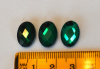 *Faceted Glass Cabs, 14x10mm, Emerald Green Oval, 3-pack