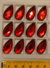 *Faceted Glass Cabs, 22x12mm, Siam Ruby, teardrop 12-pack