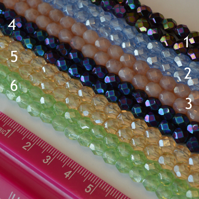 6mm CZECH Fire Polished Beads - Lusters and Iris, choice of color