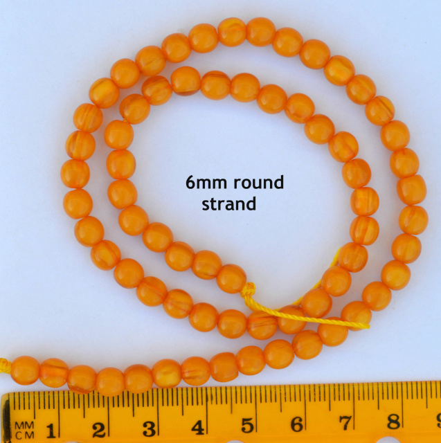 Resin Imitation Blood Bee's Wax beads, 1 strand, 6mm round