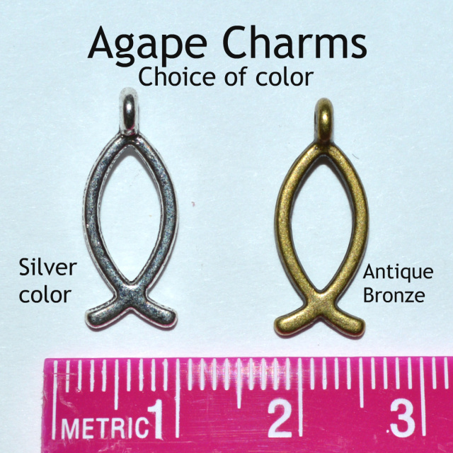 Agape Charm, choice of color, pack of 10