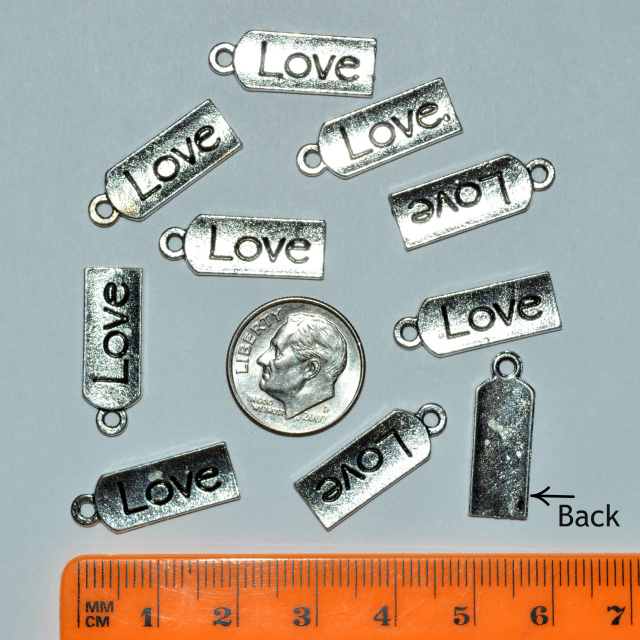 Love Tag Charm - Antique Silver - PACK OF 10