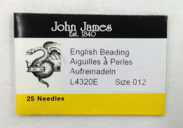 English Beading Needles, size 12, 25 pack