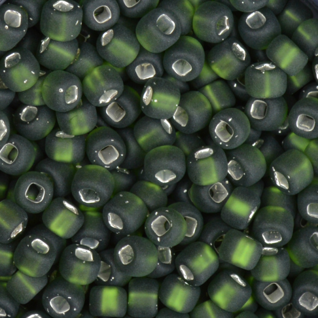 Silver Lined Matte - Olive Green, Matsuno 6/0 Seed Beads