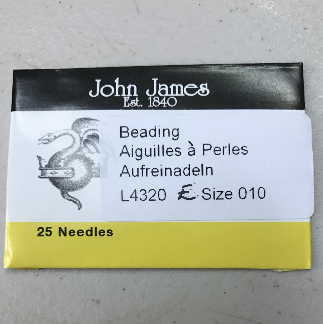 English Beading Needles, size 10, 25-pack