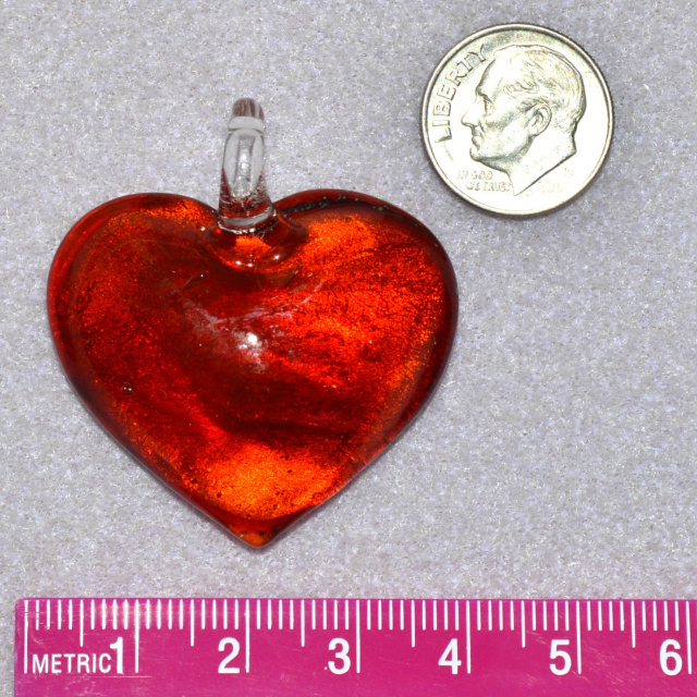 Handmade Red Glass Heart Pendant, choice of color