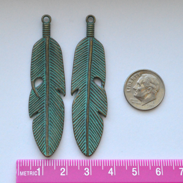 Large Feather Pendants - set of 2