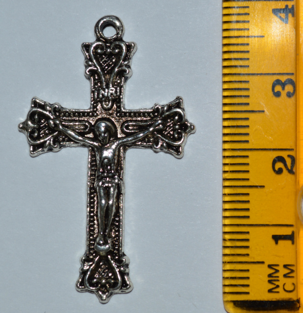 Crucifix, Antique Silver, 39.5x25mm