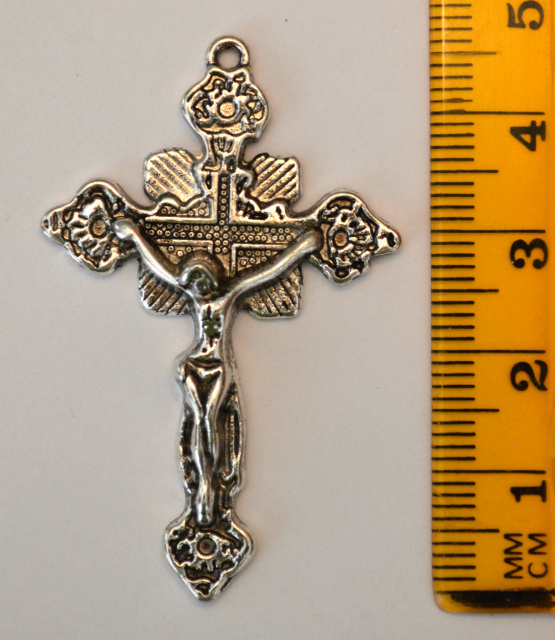 Crucifix, Antique Silver, 48x31mm