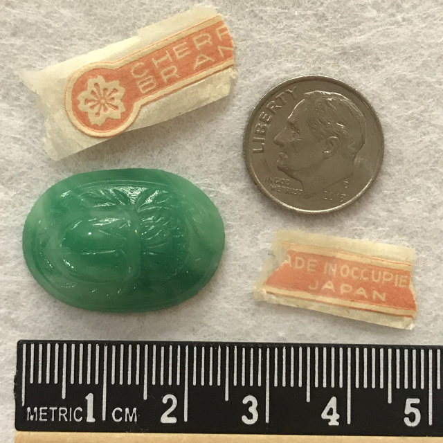 VINTAGE! Cherry Brand Glass Scarab Cabs from Occupied Japan - 25x18mm