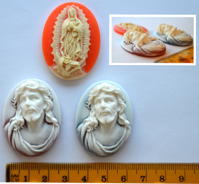 Resin Cameo Cabochons, 40x30mm, choice of design - RELIGIOUS