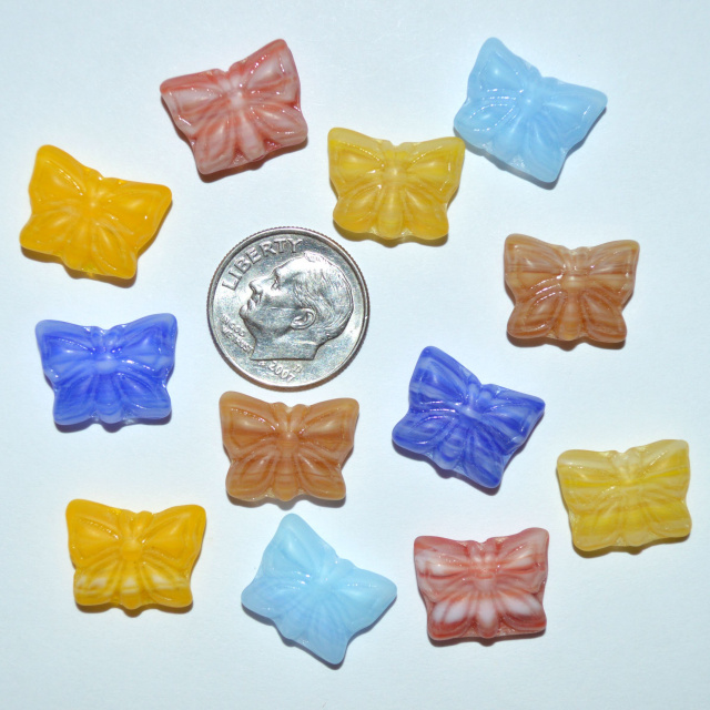 Czech 15x12mm Mixed Matte Butterflies, Pack of 12