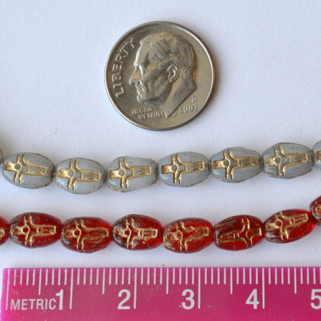 Tiny Gold Crucifix, 8x6mm OVAL, choice of color, pkg of 25 beads