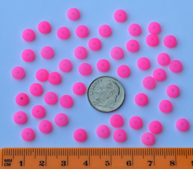 6mm Czech Glass Rondelles, NEON PINK, pack of 50