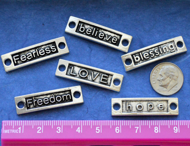 Love and Kindness Links - Set of 6, Antique Silver