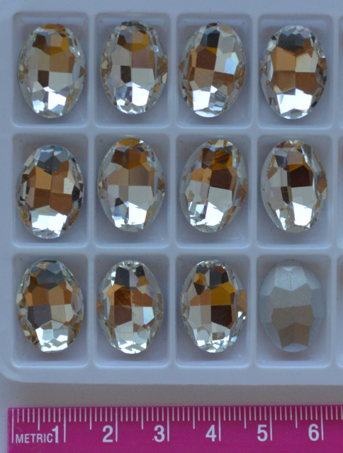 *Faceted Glass Cabs, 18x13mm, Clear - back is NOT FLAT