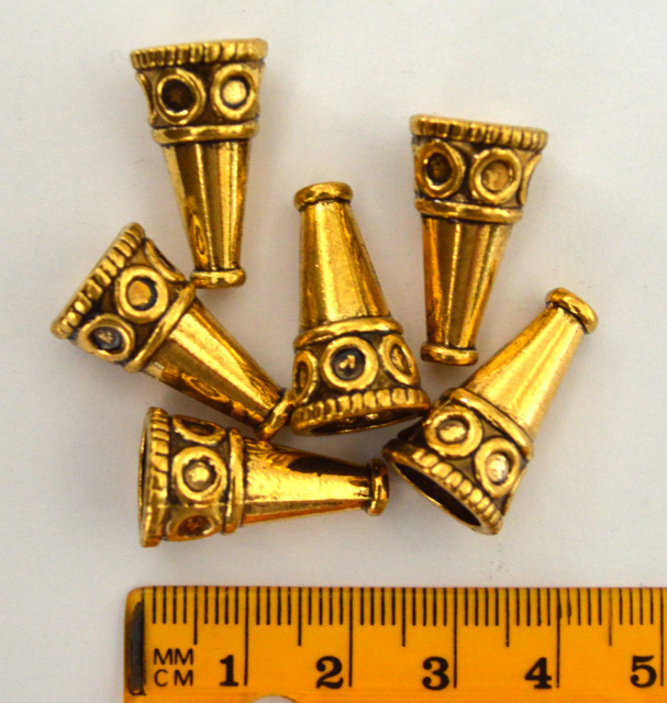 Cones, Antique Gold, 23x13mm, 2pc or 6pc