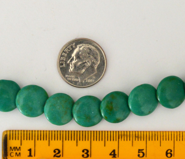 Magnesite Turquoise Green Overlapping Lentils, 12mm round