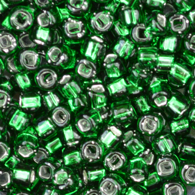 Silver Lined - GREEN, Matsuno 6/0 Seed Beads