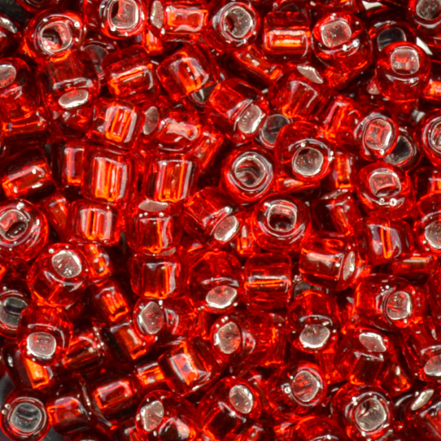 Silver Lined - True Red, Matsuno 6/0 Seed Beads