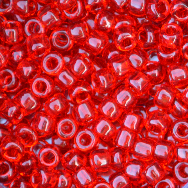 Transparent - True RED, Matsuno 6/0 Seed Beads