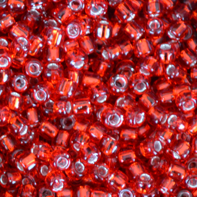 Silver Lined - True Red, Matsuno 8/0 Seed Beads