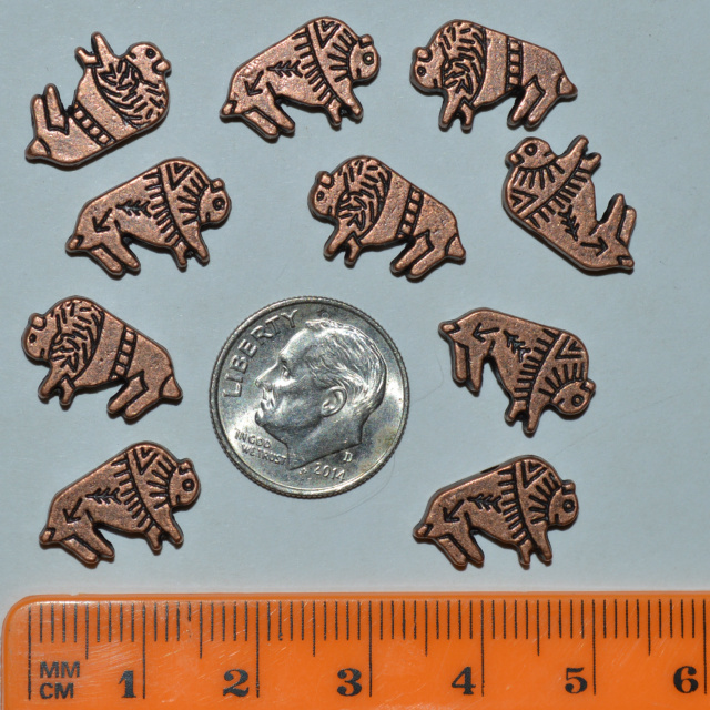 Southwest Buffalo Bead - Antique Copper - 15x10mm - Pack of 10