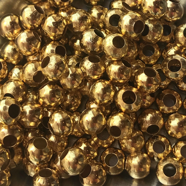 Gold Plated Brass Beads, smooth round. Choice of size. Pkg of 1,000
