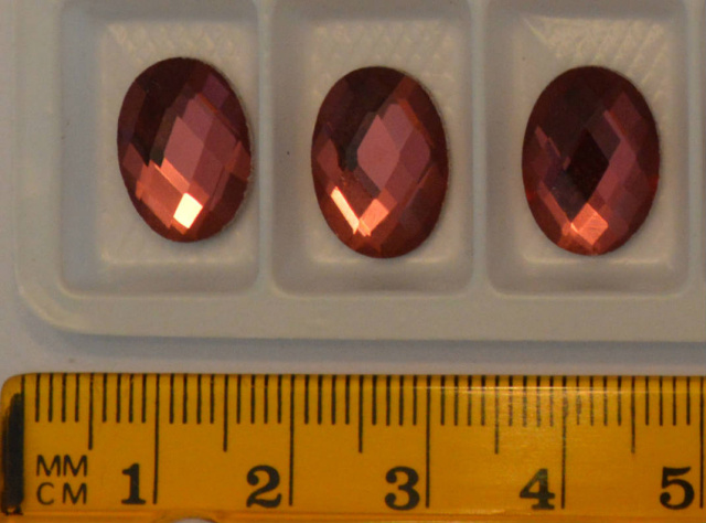 *Faceted Glass Cabs, 14x10mm, Old Rose Pink, oval 3-pack