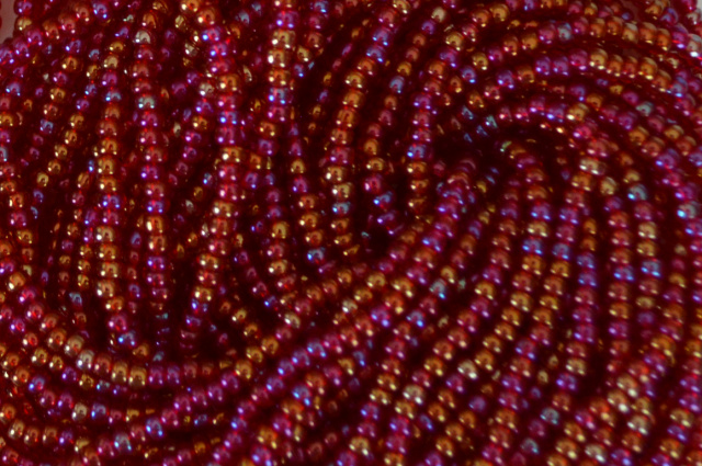 Transparent RB - Ruby Red Rainbow, Czech 11/0 Seed Beads