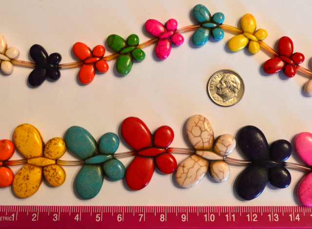 Magnesite Multi-color BUTTERFLY Beads! Choice of Size