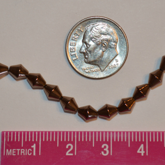 Hematite - Copper Electroplated Hematite Beads, 4mm Bicone