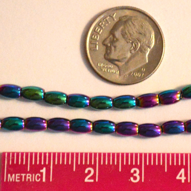 Hematite - Rainbow Electroplated Beads, Tiny Barrel 