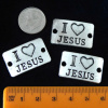 I Love Jesus Links, Horizontal, Antique Silver, Pack of 3