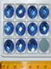 *Faceted Glass Cabs, 18x13mm, Med Sapphire, oval pack of 12