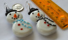 Lamp Work Snowman Pendant, 65x25mm