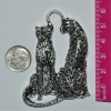 Sitting Leopards Pendant, Antique Silver